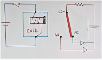 Test circuit for learning NO and NC contact of relay example