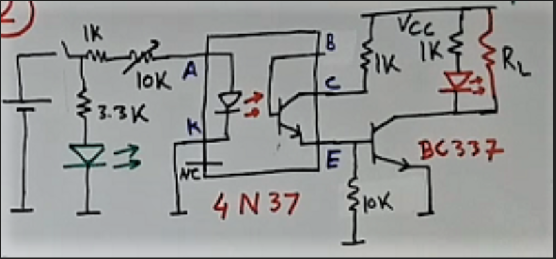 Optocoupler circuit example with amplifier circuit at the output