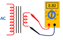 Transformer check with a multimeter